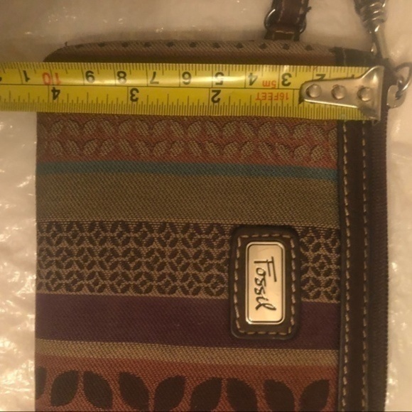 Fossil multicolor striped wristlet bag